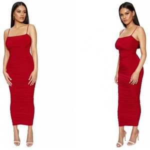 Woman sexy sleeveless party slim red dress